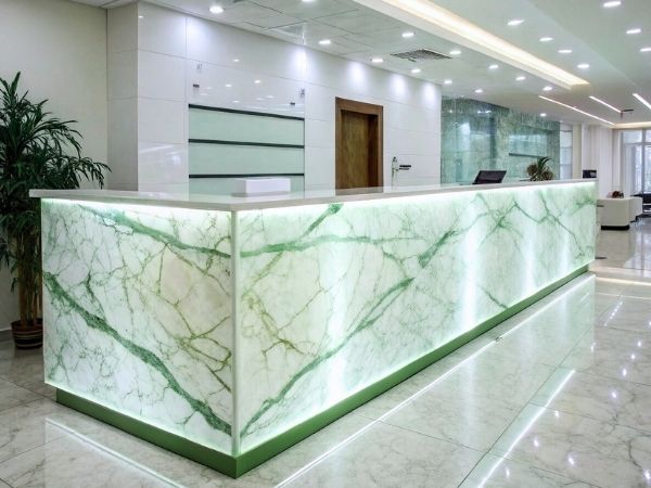 Ресепшн с подсветкой из искусственного камня на заказ в Москве